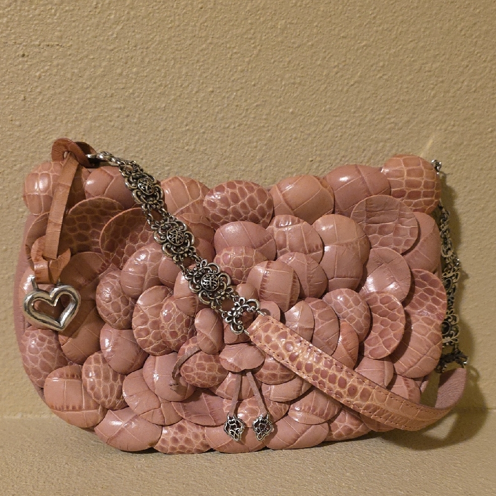 Brighton Pink Textured Shoulder Bag with Silver Accents